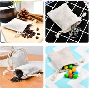 img 2 attached to 👜 50pc Double Canvas Drawstring Bag Cotton Pouch Gift Sachet Bags Muslin Bag Reusable Tea Bag 2.75x4 Inch by Calary