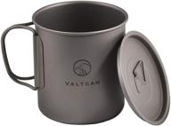 🏕️ valtcan titanium camping cup with lid 450ml: lightweight and durable drinkware for outdoor adventures логотип