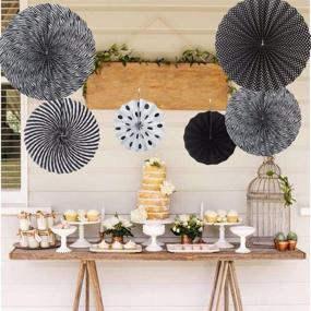 img 2 attached to 🎉 Stylish MOWO Black and White Paper Fans Hanging Decoration for Chic Events (Set of 6)