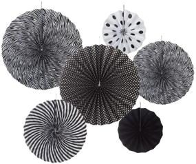 img 3 attached to 🎉 Stylish MOWO Black and White Paper Fans Hanging Decoration for Chic Events (Set of 6)