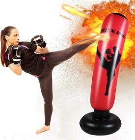 img 4 attached to SUNSHINEMALL Inflatable Punching Tower Bag: Fun Fitness Training for Children - Boxing Column Tumbler Sandbags