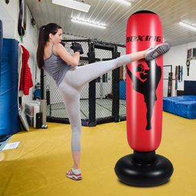 img 3 attached to SUNSHINEMALL Inflatable Punching Tower Bag: Fun Fitness Training for Children - Boxing Column Tumbler Sandbags