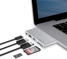 img 4 attached to 💻 EQUIPD USB C Hub for MacBook Pro 13" & 15", MacBook Air - 4K HDMI, Charging, Thunderbolt 3, MicroSD/SDXC Reader, USB 3.0 - Silver