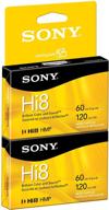 📼 sony 2-pack hi8 tapes, p6120hmpr/2c with 120-minute duration and hangtab logo