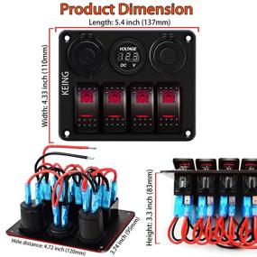 img 1 attached to 🚗 4 Gang 5 Pin ON/Off Toggle Rocker Switch Panel with LED Digital Voltmeter, Dual USB Charger, and Overload Protection - 12V-24V, Flush Car Charger Adapter Socket - Ideal for RV, Truck, Boat, SUV