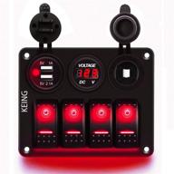 🚗 4 gang 5 pin on/off toggle rocker switch panel with led digital voltmeter, dual usb charger, and overload protection - 12v-24v, flush car charger adapter socket - ideal for rv, truck, boat, suv logo