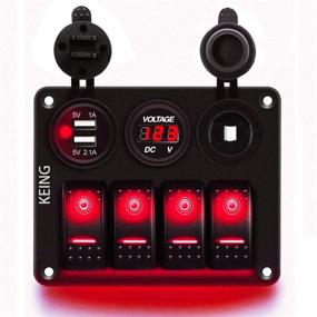 img 4 attached to 🚗 4 Gang 5 Pin ON/Off Toggle Rocker Switch Panel with LED Digital Voltmeter, Dual USB Charger, and Overload Protection - 12V-24V, Flush Car Charger Adapter Socket - Ideal for RV, Truck, Boat, SUV