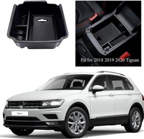 img 4 attached to 🚗 2021-2018 VW Volkswagen Tiguan EVTIME Органайзер для центральной консоли - Вставка для подлокотника с аксессуарами для хранения внутри бокса из АБС.