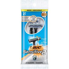 img 3 attached to BIC Sensitive 2 Men's Disposable Razor, Comfortable Two Blade Shaver, Soothing Shave, Blue Razors, 20 Count