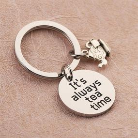 img 1 attached to BAUNA Tea Keychain Tea Lovers Gift - Always Tea Time: Alice Mad Hatter Quote Inspired with Teapot Charm