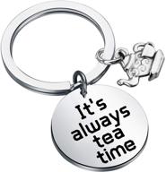 bauna tea keychain tea lovers gift - always tea time: alice mad hatter quote inspired with teapot charm logo