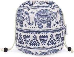 img 4 attached to 🐘 Large Waterproof Barrel Makeup Bag Travel Drawstring Cosmetic Bag Toiletry Organizer for Women and Girls - Elephant Design