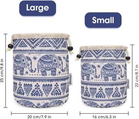 img 3 attached to 🐘 Large Waterproof Barrel Makeup Bag Travel Drawstring Cosmetic Bag Toiletry Organizer for Women and Girls - Elephant Design