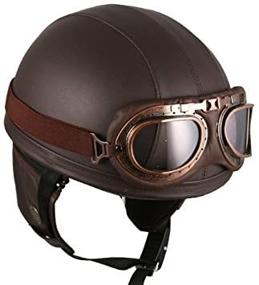 img 3 attached to 🏍️ Vintage Brown Leather Motorcycle Goggles - Classic Garman Style Half Helmets for Motorcyclists, Bikers, Cruisers, Scooters & Touring