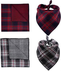 img 3 attached to 🐶 Pack of 5 Reversible Plaid Printing Dog Bandanas Triangle Bibs - Stylish Scarfs Accessories Set for Pets - Suitable for Small to Large Dogs and Cats