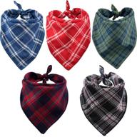 🐶 pack of 5 reversible plaid printing dog bandanas triangle bibs - stylish scarfs accessories set for pets - suitable for small to large dogs and cats логотип