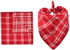 img 1 attached to 🐶 Pack of 5 Reversible Plaid Printing Dog Bandanas Triangle Bibs - Stylish Scarfs Accessories Set for Pets - Suitable for Small to Large Dogs and Cats