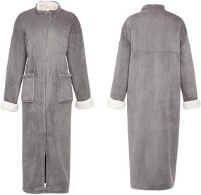 img 1 attached to 🛀 Del Rossa Women's Zip Up Fleece Robe - Cozy and Convenient Bathrobe with Zipper Closure