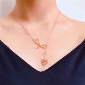 img 2 attached to 💖 Charming Rose Gold Stethoscope Alphabet Lariat Y Necklace: Perfect Nurse Graduation Gift