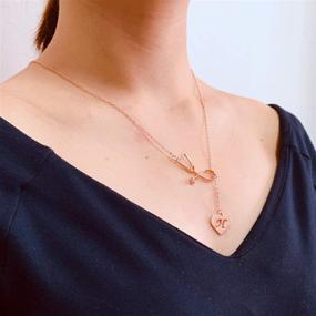 img 1 attached to 💖 Charming Rose Gold Stethoscope Alphabet Lariat Y Necklace: Perfect Nurse Graduation Gift