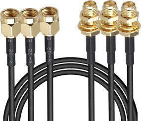 img 4 attached to 🔌 3-Pack of 10FT RP-SMA Male to Female Extension Cables for WiFi Router Antenna Extenders by Traderplus