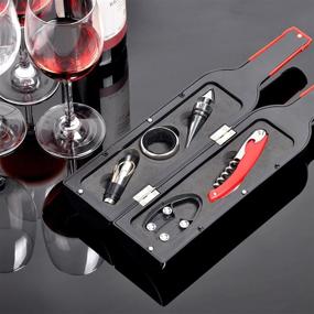 img 3 attached to Deluxe Wine Corkscrew Opener Set - 5 Piece Wine Accessories Gift Set in Elegant Bottle-Shaped Box - Perfect Wine Gifts Idea for Wine Lovers, Friends, Christmas, Anniversary