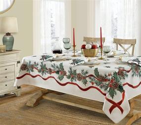 img 4 attached to Rectangular Lintex 🎄 Evergreen Christmas Tablecloth: Enhanced SEO