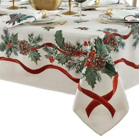 img 1 attached to Rectangular Lintex 🎄 Evergreen Christmas Tablecloth: Enhanced SEO