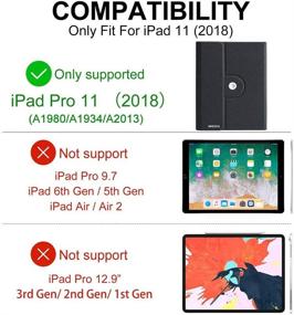 img 3 attached to 📱 Клавиатурный чехол для iPad Pro 11 2018 года - беспроводная съемная клавиатура с поддержкой зарядки для Apple Pencil - Ультратонкий чехол-подставка из иск. кожи с вращением на 360 градусов и держателем для карандаша