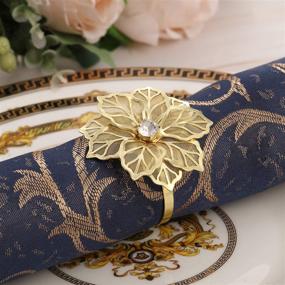 img 2 attached to 🌸 Exquisite Gold Alloy Napkin Rings with Hollow Out Flower Design for Wedding Banquets and Christmas Dinner Decor