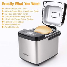 img 2 attached to 🍞 Briskind 19-in-1 Compact Bread Maker Machine - Small 1.5LB and 1LB Bread Maker with 50 Recipes, Gluten-Free Option, Bread Dough, Jam, Yogurt Functions, Auto Keep Warm, Delay Start, 3 Crust Color Settings