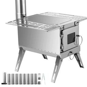 img 4 attached to 🏕️ Happybuy Tent Wood Stove 304 Stainless Steel: Portable Camping Stove with Folding Pipe - 18.3x15x14.17 inches, 90.6 inch Total Height for Tent Heating, Hunting, and Outdoor Cooking