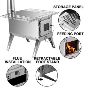 img 2 attached to 🏕️ Happybuy Tent Wood Stove 304 Stainless Steel: Portable Camping Stove with Folding Pipe - 18.3x15x14.17 inches, 90.6 inch Total Height for Tent Heating, Hunting, and Outdoor Cooking