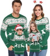totatuit christmas matching sweater - reindeer snowflakes design for men and women - round neck ugly knitted pullover logo