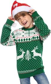 img 1 attached to Totatuit Christmas Matching Sweater - Reindeer Snowflakes Design for Men and Women - Round Neck Ugly Knitted Pullover