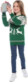 img 2 attached to Totatuit Christmas Matching Sweater - Reindeer Snowflakes Design for Men and Women - Round Neck Ugly Knitted Pullover