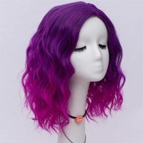 img 1 attached to 💜 Labeauté Ombre Purple Wavy Wig: Stunning Lolita Style, Short Curly Synthetic Hair Wig (SW2760)