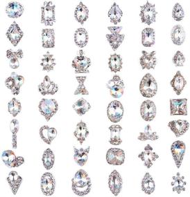 img 1 attached to 💎 48PCS 3D Luxury Nail Art Rhinestones Glass Crystal AB Metal Gems Jewels Stones for DIY Nail Art, Decoration, Crafts, and Jewelry Making