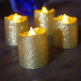 img 4 attached to 🕯️ LOGUIDE Gold Flameless Votive Candles: Glittering Battery-Operated LED Tea Lights for Party, Table, Wedding Centerpieces, Christmas, Anniversary Decorations (Pack of 12)