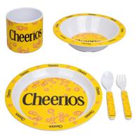 🍽️ cheerios 5-piece kids plates mealtime feeding set for toddlers - dishware set with plate, bowl, cup, utensils - bpa/pvc free, dishwasher safe logo