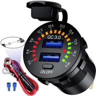 🔌 chafon quick charge 3.0 dual usb charger socket with on/off switch, colorful voltmeter & wire fuse kit - waterproof 12v 36w usb outlet for car, marine, boat, rv, truck, golf cart and more logo