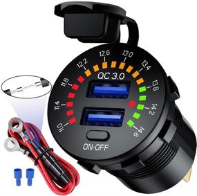img 4 attached to 🔌 CHAFON Quick Charge 3.0 Dual USB Charger Socket with ON/Off Switch, Colorful Voltmeter & Wire Fuse Kit - Waterproof 12V 36W USB Outlet for Car, Marine, Boat, RV, Truck, Golf Cart and More