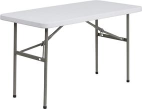 img 3 attached to Versatile and Durable Flash Furniture 4-Foot Granite White Plastic Folding Table: The Perfect Space-Saving Solution