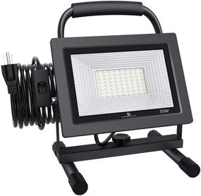 img 4 attached to 💡 GLORIOUS-LITE 50W LED Work Light, 5000LM LED Floodlights, 400W Equivalent, IP66 Waterproof, 16ft 5m Cord with Plug, 6500K, Adjustable Working Lights for Workshop Garage, Construction Site