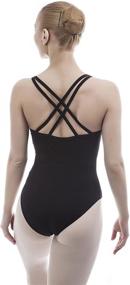 img 4 attached to Enhance Your Dance Experience with Top Ballet Leotards featuring Double Crossover Camisole Straps