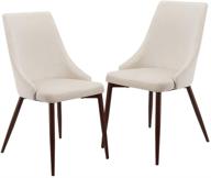 🪑 canglong upholstered high back dining chair set: stylish metal leg chairs for kitchen, dining, living, guest, bed room - set of 2, beige logo