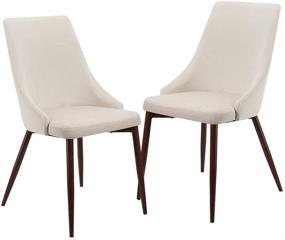 img 2 attached to 🪑 CangLong Upholstered High Back Dining Chair Set: Stylish Metal Leg Chairs for Kitchen, Dining, Living, Guest, Bed Room - Set of 2, Beige