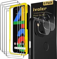 📱 [6 штук] защитное стекло ivoler для экрана pixel 4a 4g с защитой для камеры [2 штуки], hd clear anti-scratch film, 5.8 дюймов, включает [монтажную рамку для легкой установки] логотип