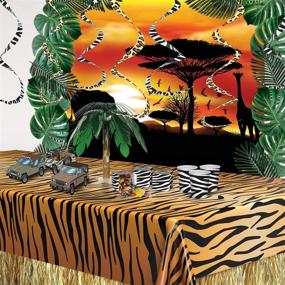 img 1 attached to 🐯 Enhanced Beistle Tiger Print Table Cover in Vibrant Orange/Tan/Black, Measures 54" x 108" for Optimal SEO