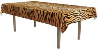 🐯 enhanced beistle tiger print table cover in vibrant orange/tan/black, measures 54" x 108" for optimal seo logo